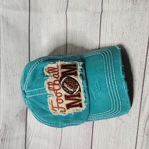 Football Mom Distressed Hat Teal